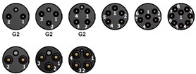 SubConn Micro Circular Double O-ring - 2, 3, 4, 5, 6 and 8 contacts and G2 2, 3 and 4 contacts Face view(Male)
