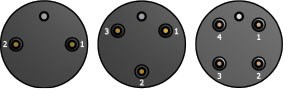 SubConn Power Battery - 2, 3 and 4 contacts Face View(male)