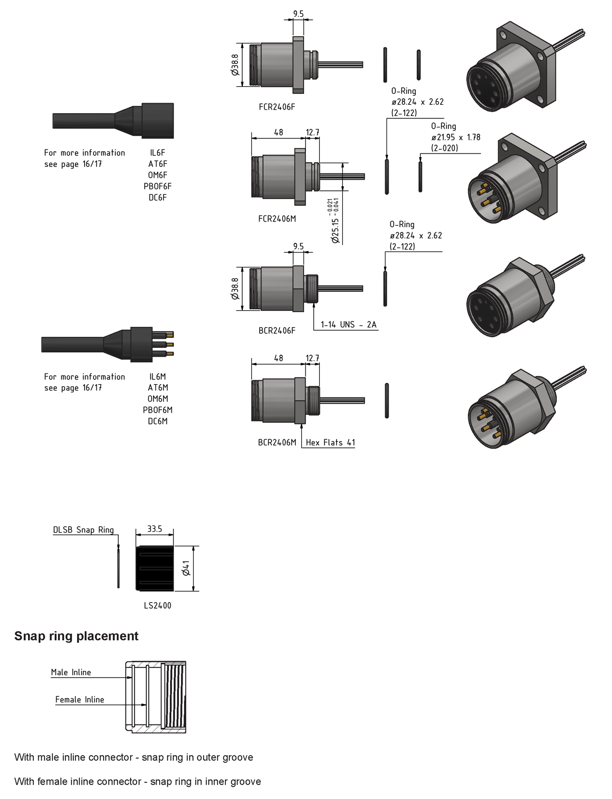 subconn metal shell 2400 series connector drawings